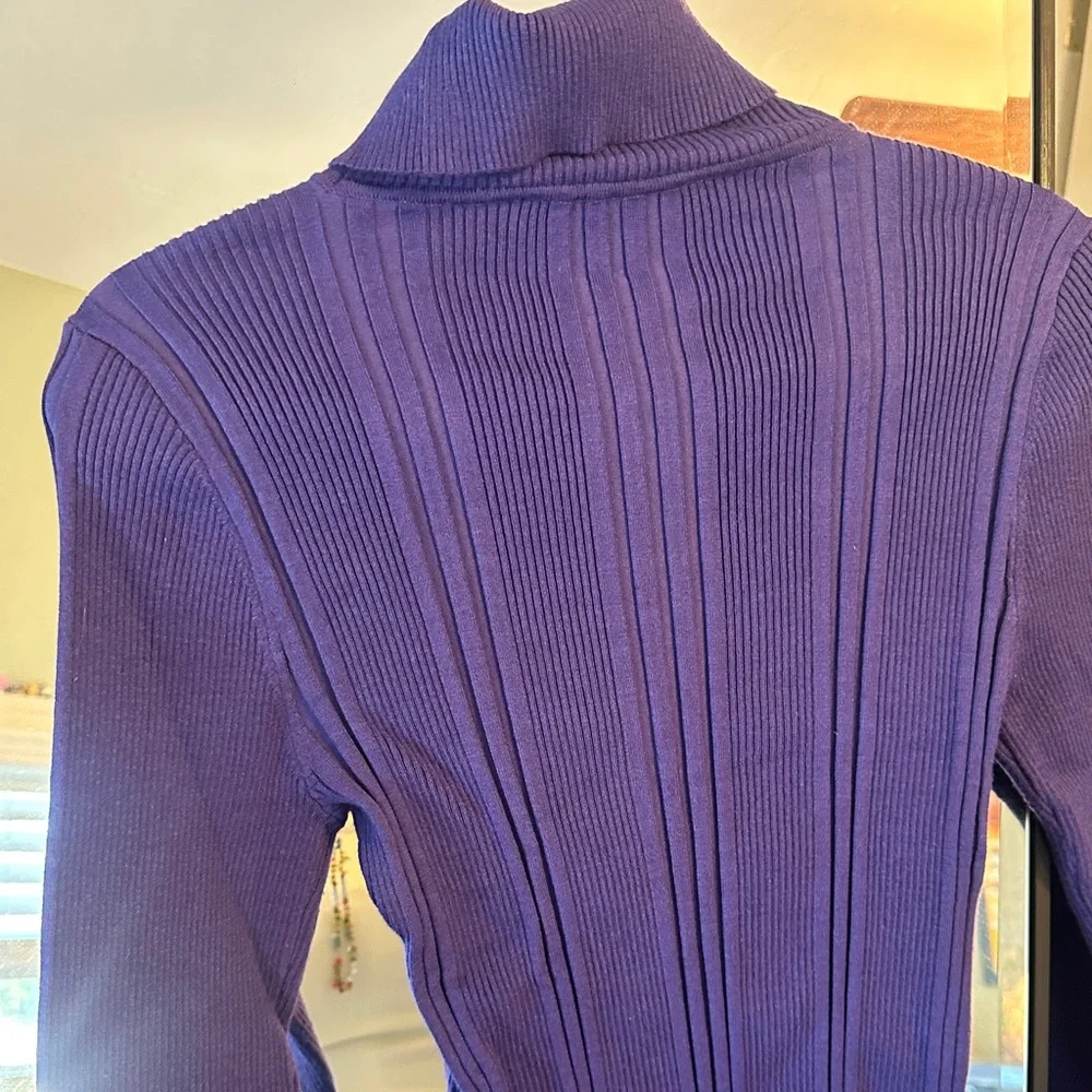 White House Black Market Purple Ribbed Turtleneck Sweater - Picture 10 of 10